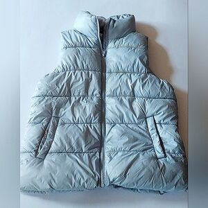 Old Navy Grey Puffer Vest  Womens Size Medium Quilted Mid Length Vest